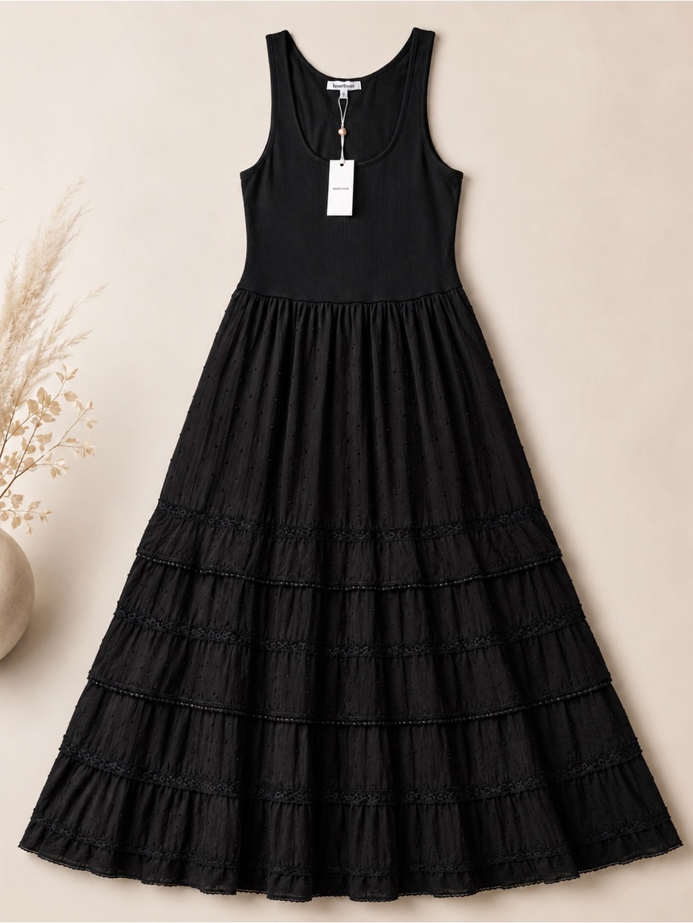 Heartloom Black Sleeveless Tiered Maxi Dress